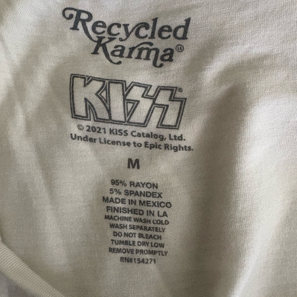 Recycled Karma x KISS Hottest Show On Earth Cold Shoulder Graphic Tee | Size Med - Picture 7 of 10